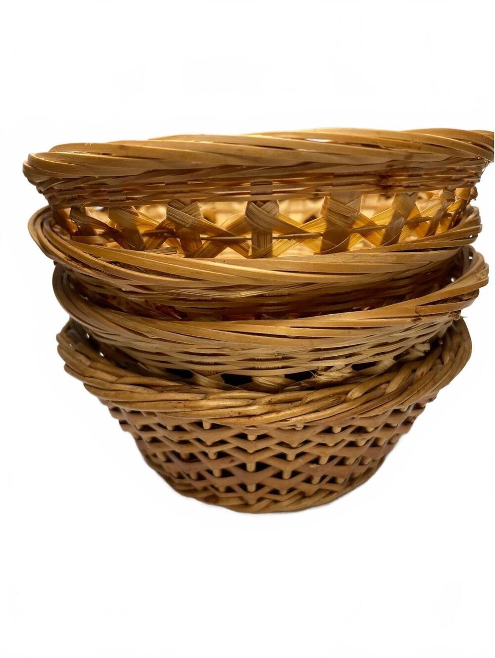 Set of 4 Vintage Handwoven Wicker Baskets Small Individual Size 6" x 2.5"